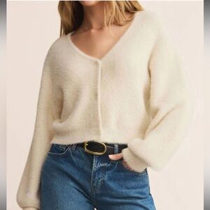 NWT Z Supply Sadira fluffy cardigan button up sweater in cream color
